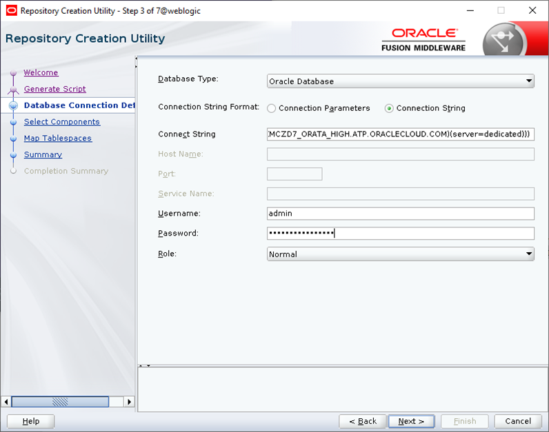 Oracle Cloud with WebLogic and ATP database - RCU Schema Creation and Product Load