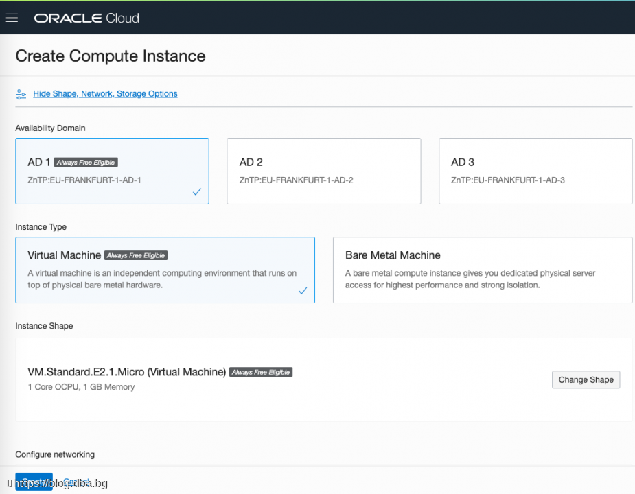 Oracle Cloud with WebLogic and ATP database - Create instance (Linux VM)