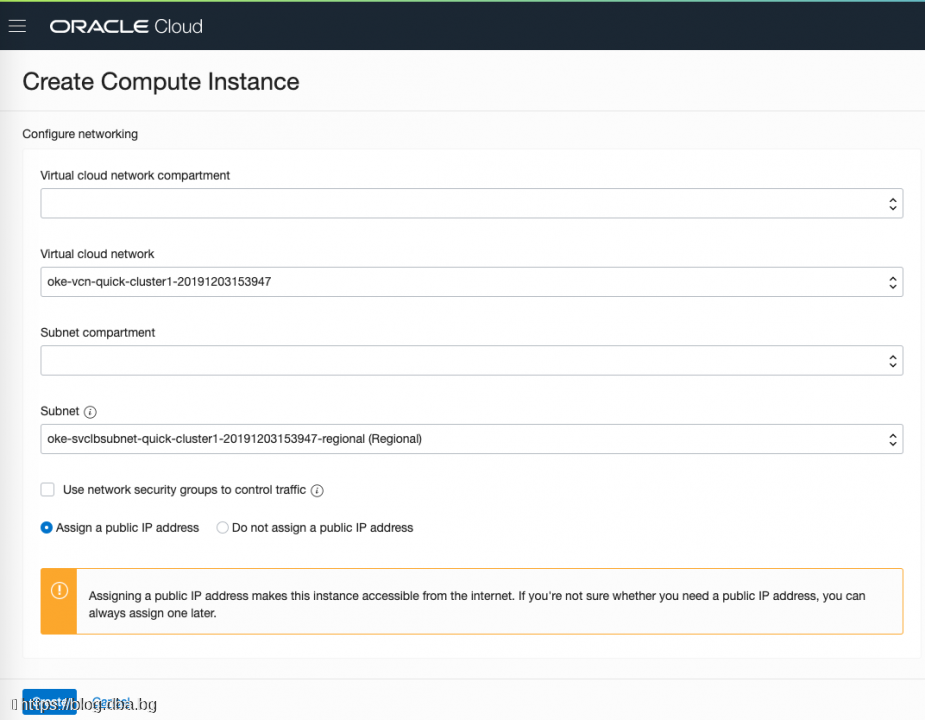 Oracle Cloud with WebLogic and ATP database - Create instance (Linux VM)