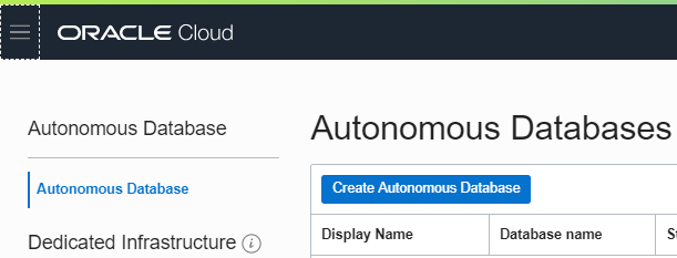 Oracle Cloud with WebLogic and ATP database - Create a new ATP database