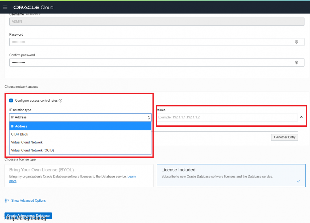 Oracle Cloud with WebLogic and ATP database - Create a new ATP database