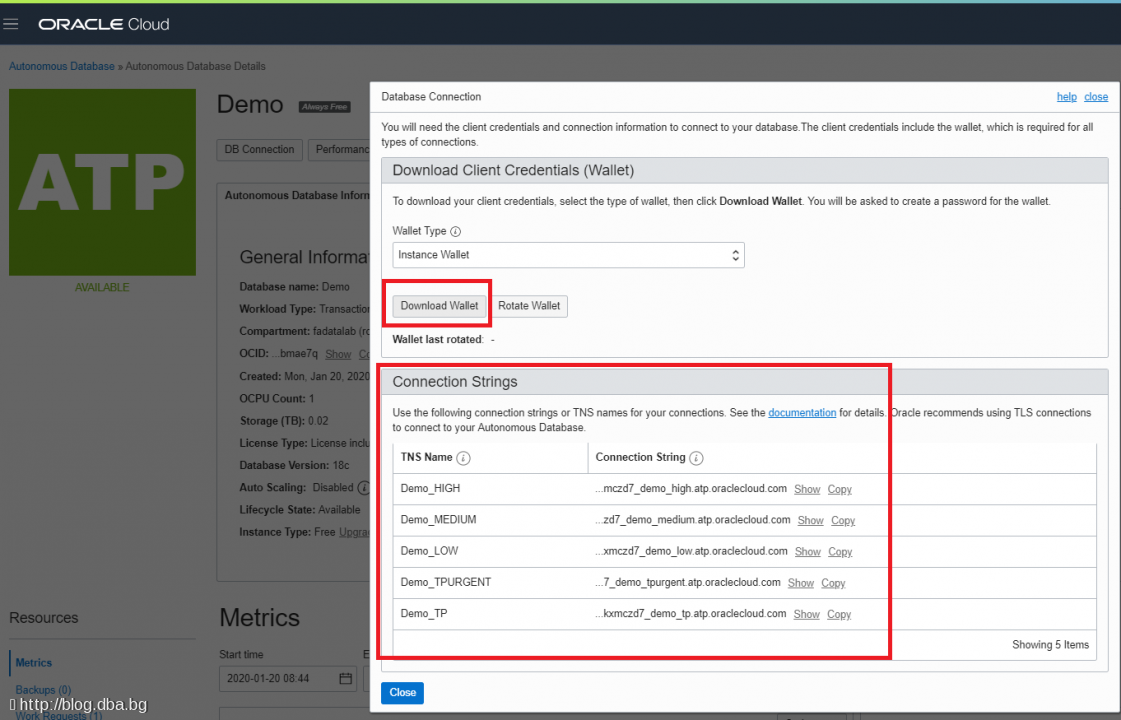 Oracle Cloud with WebLogic and ATP database - Create a new ATP database