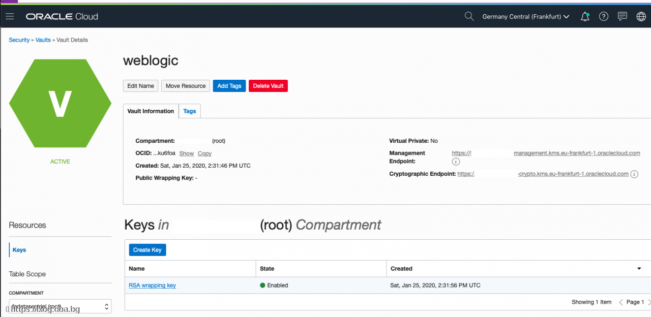 Oracle Cloud - Create WebLogic instance with database service or ATP database from marketplace image