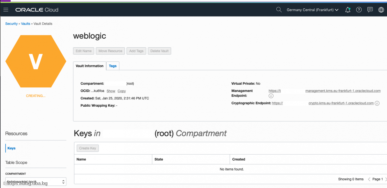 Oracle Cloud - Create WebLogic instance with database service or ATP database from marketplace image