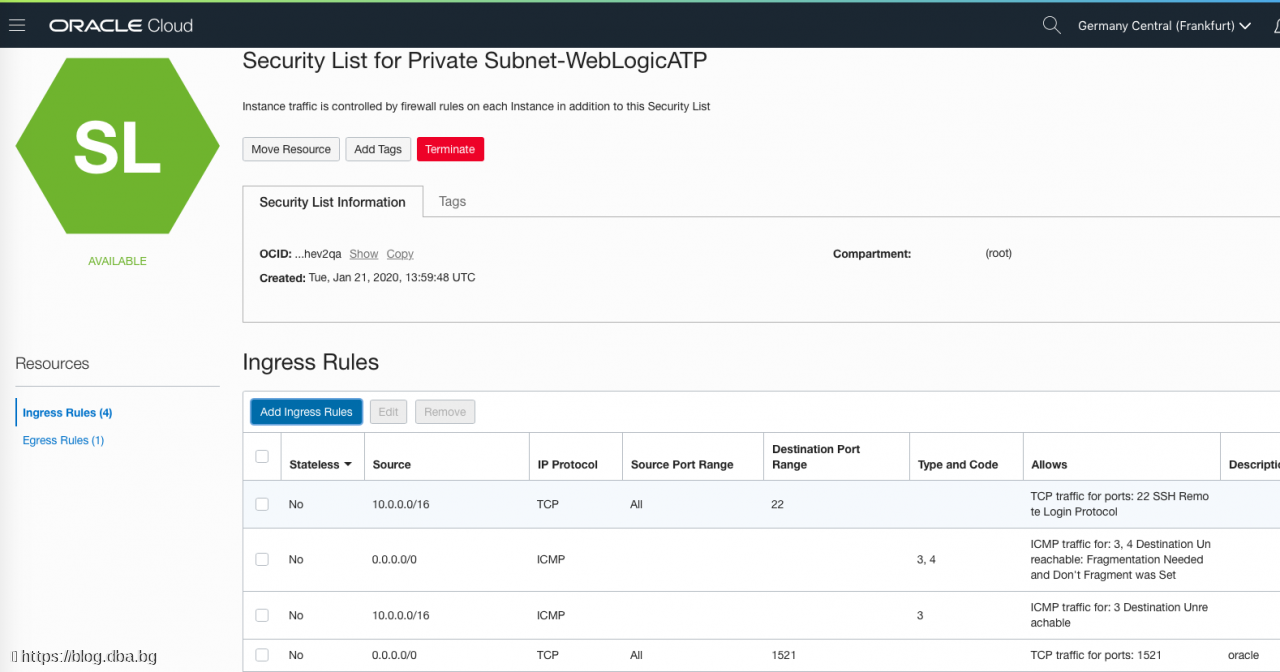Oracle Cloud - Create WebLogic instance with database service or ATP database from marketplace image
